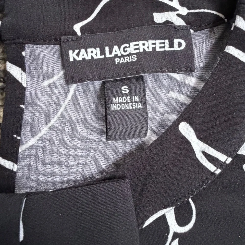 Karl Lagerfeld Paris Black White Floral Sleeveless Bow Neck Top Women's Size S - Picture 5 of 9